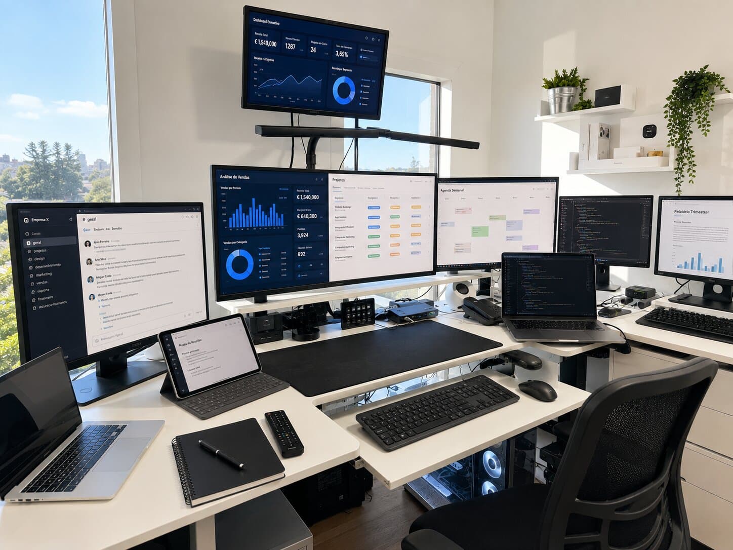 Estación de trabajo 3HASH con monitorización en tiempo real de la infraestructura de IA local y cuadros de mando operativos